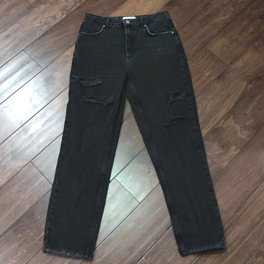 We The Free Free People Black Lasso High Rise Destroyed Jeans SIZE 27